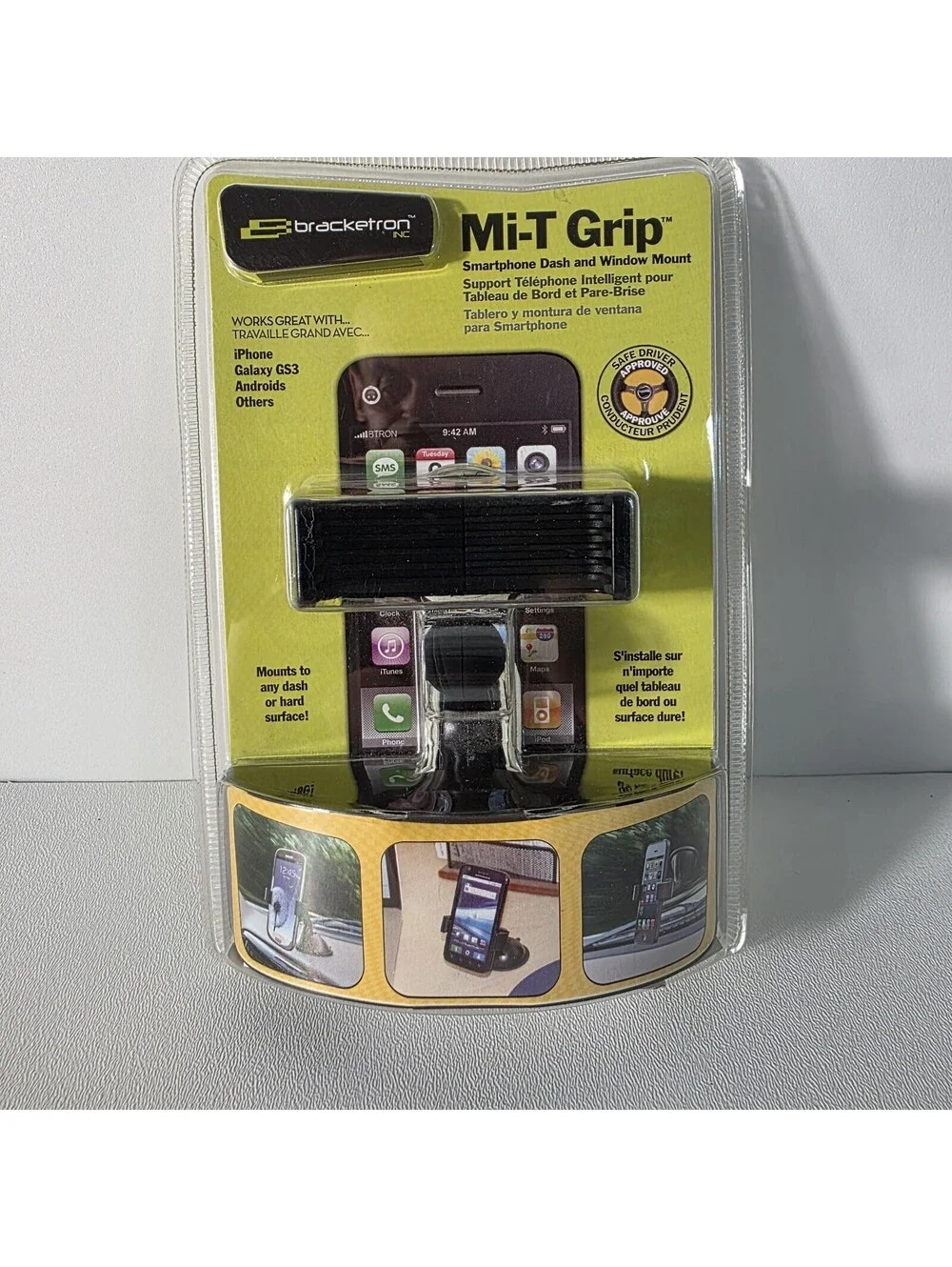 Bracketron - Mi-T Grip Cell Phone Smartphone Dash/Window Mount IPM-495-BL New!